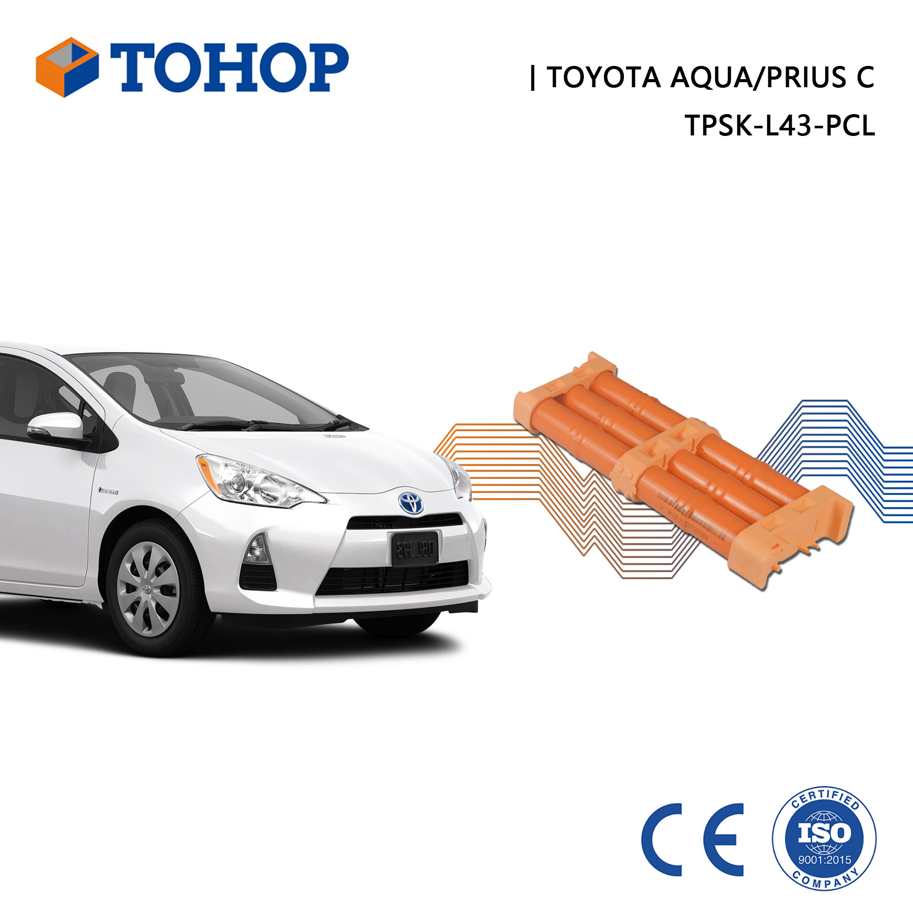Cylindrical Replacement Hybrid Battery for Toyota Aqua Prius C NHP10 14.4V 6.5Ah